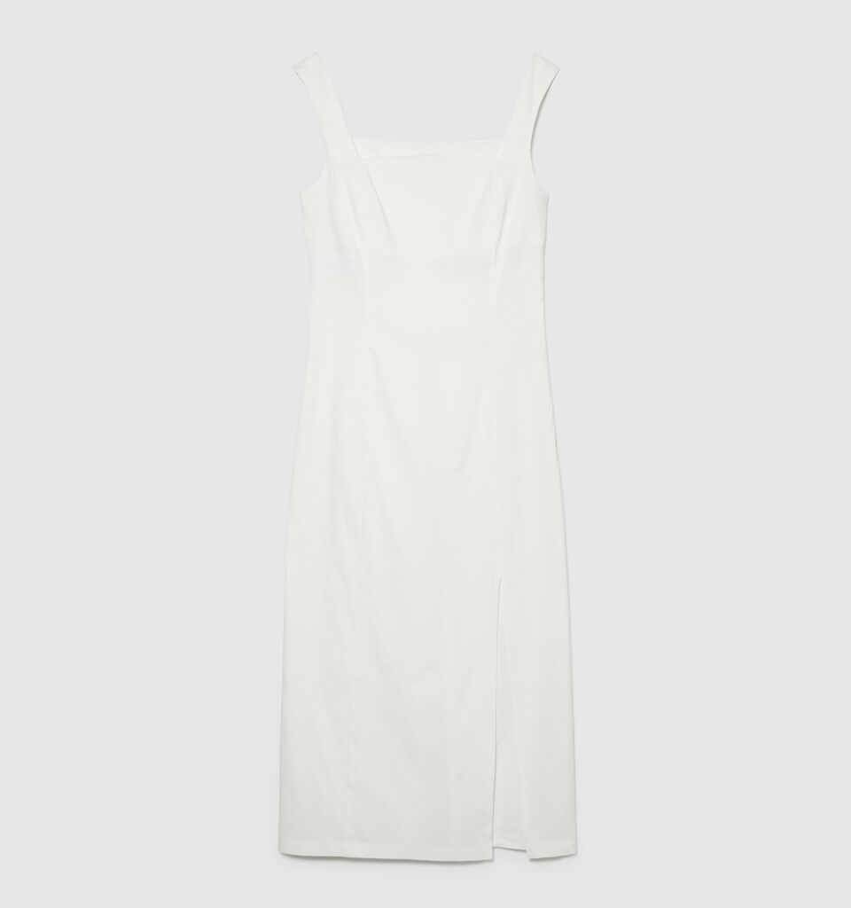 Fitted dress with slit - women's midi dresses - White | Sisley image number 6